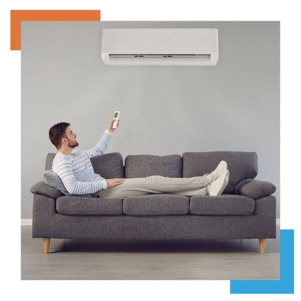 man turning on his AC