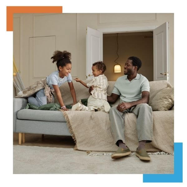 family enjoying their comfortable home